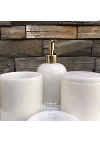 Resim Beyaz Mermer 5 Parça Banyo Seti Beyaz 