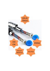 Resim 5 Fonksiyonlu Büyük Boy Krom Duş Başlığı 150cm Örgülü Hortumlu Ma Beyaz 