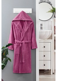 Resim Doğa Mürdüm Kapşonlu Bornoz Mürdüm 