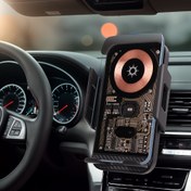 Resim Araba cep telefonu kablosuz şarj cihazı braketi, araba cep telefonu braket hızlı şarj 15W, hava çıkışı yerçekimi algılama, 360° döndürme, kızılötesi algılama, otomatik açma ve kapama, navigasyon düşmez, tek elle kullanım, görüş engeli yok, ısı dağılımı ve makineye zarar vermez, araç şarj braketini destekler. 