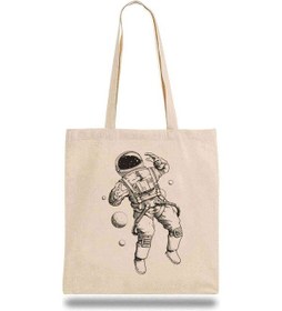 Resim Bez Çanta Astronot Uzay Gezintisi Bej 
