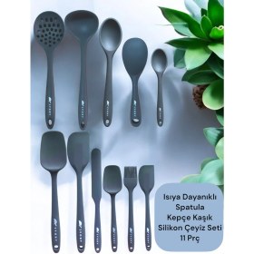 Resim Isıya Dayanıklı 11 Prç Silikon Spatula Kepçe Kaşık Kevgir Çeyiz Seti 