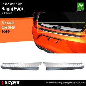 Resim paspasgarajı Paspasgaraji Renault Clio 5 Krom Bagaj Iç Eşiği 2 PRÇ.2019 Üzeri 