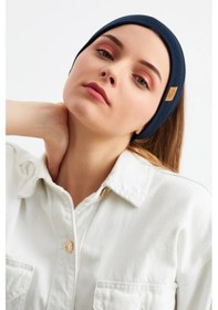 Resim Kadın Pamuklu Kaşkorse, Kaymaz, Terletmez, Ultra Hafif, Spor Saç Bandı Bandana - Tek Ebat / Lacivert Lacivert 