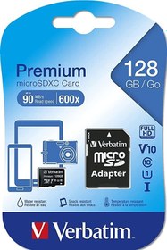 Resim Verbatim 128GB 90MB/S MicroSD Class 10 Hafıza Kartı 