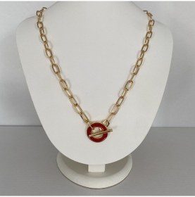 Resim Açılır Kapanır Kırmızı Halka Kolye Altın Renk Altın 