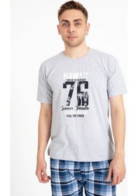 Resim Tampap Erkek Pijama Takımı Kısa Kol Baskılı Takım 2170Kk Gri 