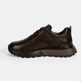 Resim Desa Erkek Kahve Bağcıklı Kalın Tabanlı Deri Sneaker 