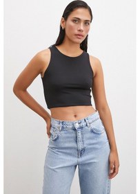 Resim Never More Basic Crop Top Siyah Siyah 