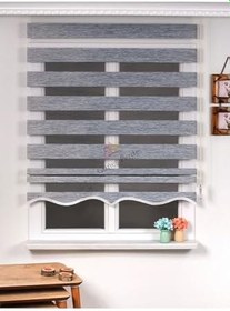 Resim İthal Bambu Stor Zebra Perde soft123, Gri, 110 x 260 