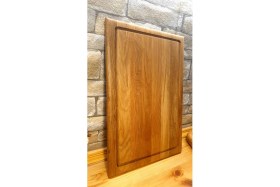 Resim Feyza Design El Yapımı Ahşap Oluklu Kesme Tahtası 39 Cm, Doğal ve Şık Sunum Eşyası 