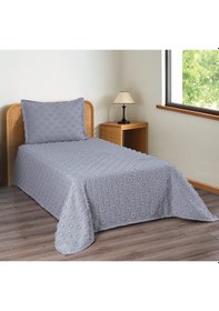 Resim Ponpon Desenli 2 Parça Tek Kişilik Yatak Örtüsü Gri 