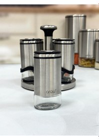 Resim Arow Basil 7 Li 115 Ml Döner Standlı Baharat Seti Inox 