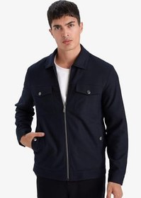 Resim DeFacto Slim Fit Polo Yaka Astarlı Fermuarlı Mont Erkek 