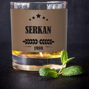 Resim Erkeğe Hediyelik Vizon Deri Kaplama Viski Bardağı 