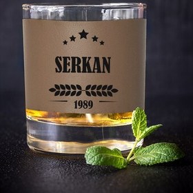 Resim Erkeğe Hediyelik Vizon Deri Kaplama Viski Bardağı 