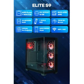 Resim Game Garaj Elite S9 Amd Ryzen 7 7800X3D 32GB Ram 1tb SSD RX9070XT 16GB 240MM Sıvı Soğutma Freedos Oyuncu Tavsiye Sistem 