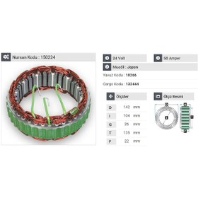 Resim 24v Alternatör Statör 50 A 3 Uçlu Isuzu Otobüs N11.2674 