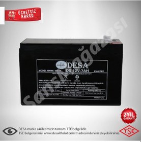 Resim Tse Belgeli Desa 12V 7Ah - 12V 7A Bakimsiz Kuru Akü 383636665 