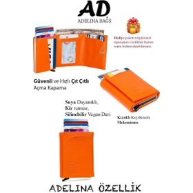 Resim Adelina Bags 3 Adet Mekanizmalı Otomatik Kızaklı Kartlık Turuncu Cüzdan Turuncu 