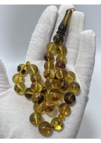 Resim Su Damlası Doğal Kaya Damla Kehribar Tesbih 11mm 30,31 Gram 