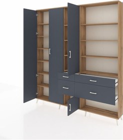 Resim Arges Dolap 14 Raflı 4 Çekmeceli 4 Kapaklı 220x30x243 Çam-antrasit/antrasit Antrasıt/antrasıt 