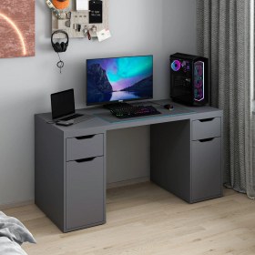 Resim Alen 150 cm 2 Çekmeceli 2 Dolaplı Çalışma & Oyuncu Masası - Antrasit 