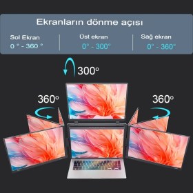 Resim Ultrax 15.6" Üçlü Taşınabilir Monitör Çoklu Ekran Full Hd IPS Notebook Monitör 