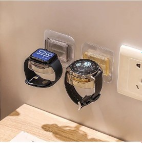 Resim Fochsia Yatak Odası İçin Delmesiz Duvar Askılı Saat Şarj Standı Ve Takı Saklama Tabanı 