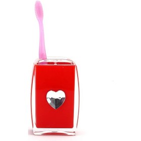 Resim Diş Fırçalık Kırmızı Kalpli Akrilik Model Siyah 
