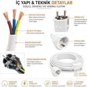 Resim 3x2.5mm TTR Tekli Beyaz Topraklı Kauçuk Uzatma Kablosu (80 METRE) 