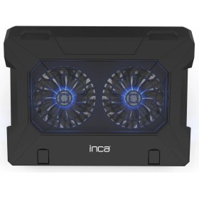 Resim Inca INC-321 RX Ergonomik Çift Fan+ Stand+ With Rubber Sessiz Siyah Notebook Soğutucu 