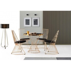 Resim Viento Mobilya Avvio Latte 4 Kişilik Gold Masa Takımı 