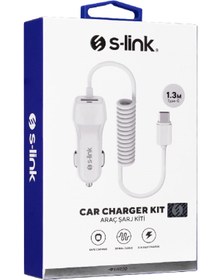 Resim S-Link Swapp Sw-C735 Type-C Kablolu 5V 3.1A Kablolu Araç Şarj Cihazı 