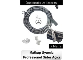Resim Svein #kanalaçıcı 7 Metre Spiral Kanal Açma Susta Matkap Uyumlu Bıçaklı Pimaş Gider Açıcı Boru Temizleme Aparatı Klozet Lavabo Profesyonel Tıkanık Boru Tamir Pratik Derin Temizlik Esnek Çelik Hortum 