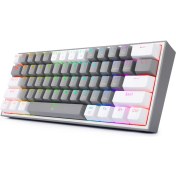 Resim Redragon K617-RGB Gw Fızz %60 Kablolu Mekanik Klavye,Türkçe, Red Switch, Gri/beyaz 