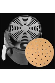 Resim homika dekorasyon 100 Adet Airfryer Pişirme Kağıdı Tek Kullanımlık Yağ Geçirmez Yapışmaz Yuvarlak Delikli Model 20 cm 