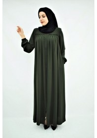 Resim Pileli Taşlı Ferace 2040 Haki Haki 