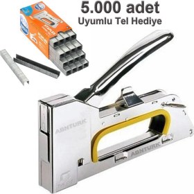 Resim Çelik Mobilyacı Zımba Makinesi 5000 Adet Çakma Teli Hediyesi ile Manuel Döşemeci Zımbalama Seti 