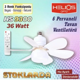 Resim Helios Opto HS9300 Lodos Fan 36W Kumandalı LED Ampul Vantilatör Dimmerli CT-1154 