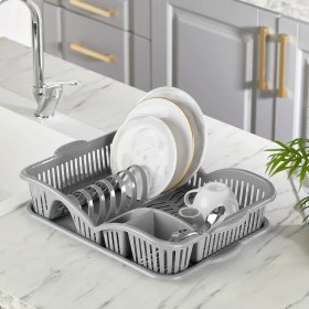 Resim Yazıcı Çok Amaçlı Bulaşıklık Kurutmalık & Tabaklık – Bulaşık Durulama Sepeti, Tezgah Üstü Düzenleyici 