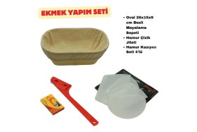 Resim Feyza Design Oval Ekmek Yapım Seti, Bezli, 28 Cm, Keyifli Ekmek Pişirme Deneyimi 