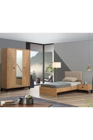 Resim Setay Noce Genç Odası - 3 Kapılı Dolap, Karyola, Komodin 