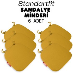 Resim Xpermate 6'lı Standartfit Oval Sandalye Minderi 42x42x5 Hardal 