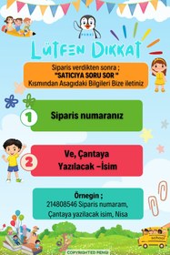 Resim PENGİ [ İSTEDİĞİNİZ İSMİ NAKIŞLA YAZIYORUZ ] Renkli Çiçekler 0-8 Yaş Çocuk Sırt Çantası, kreş Çantası 