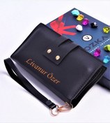 Resim Siyah Çift Çıtçıtlı Model Trend Kadın Cüzdanı Siyah 