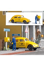 Resim Busch 1/87 Ho Volkswagen Posta Aracı + Posta Kutusu Ve 1 Adet Mini Figür Actıon Set / Minyatür Model...! 