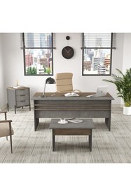 Resim L'occi Concept Darian Abc Ofis Masa Sehpa Keson 3'lü Büro Masa Takımı Kahve-beton-antrasit Dr7-cga 