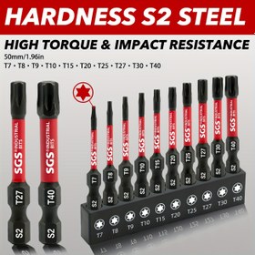 Resim 10 adet Endüstriyel S2 Alaşımlı Çelik Torx Güçlü Manyetik Kaymaz Aşınmaya Dayanıklı Darbe Dayanıklı Tornavida Seti, Evrensel 1/4 İnç Altıgen Shank Elektrikli Manuel Araçlarla Uyumlu, Siyah Tabanlı Taşınabilir Depolama, Hassas Elektronik Tamir/Auto Montaj/Ahşap Makineleri/Endüstriyel Ekipman Bakımı/Hobi El Sanatları Özel 