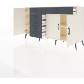 Resim Kronos Konsol 3 Raflı 6 Çekmeceli 3 Kapaklı 176x59x99 Aytaşı-ayta Aytaşı-aytaşı/antrasit 